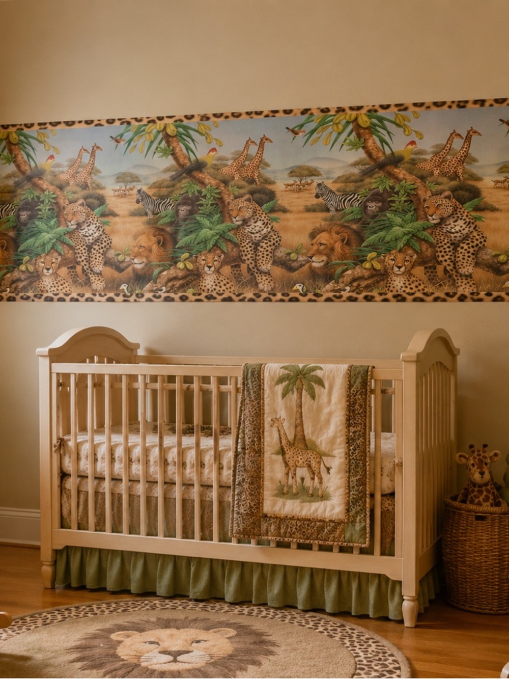 Vintage Discontinued Safari Peel & Stick Wall Mural African Wildlife Decor 1Roll
